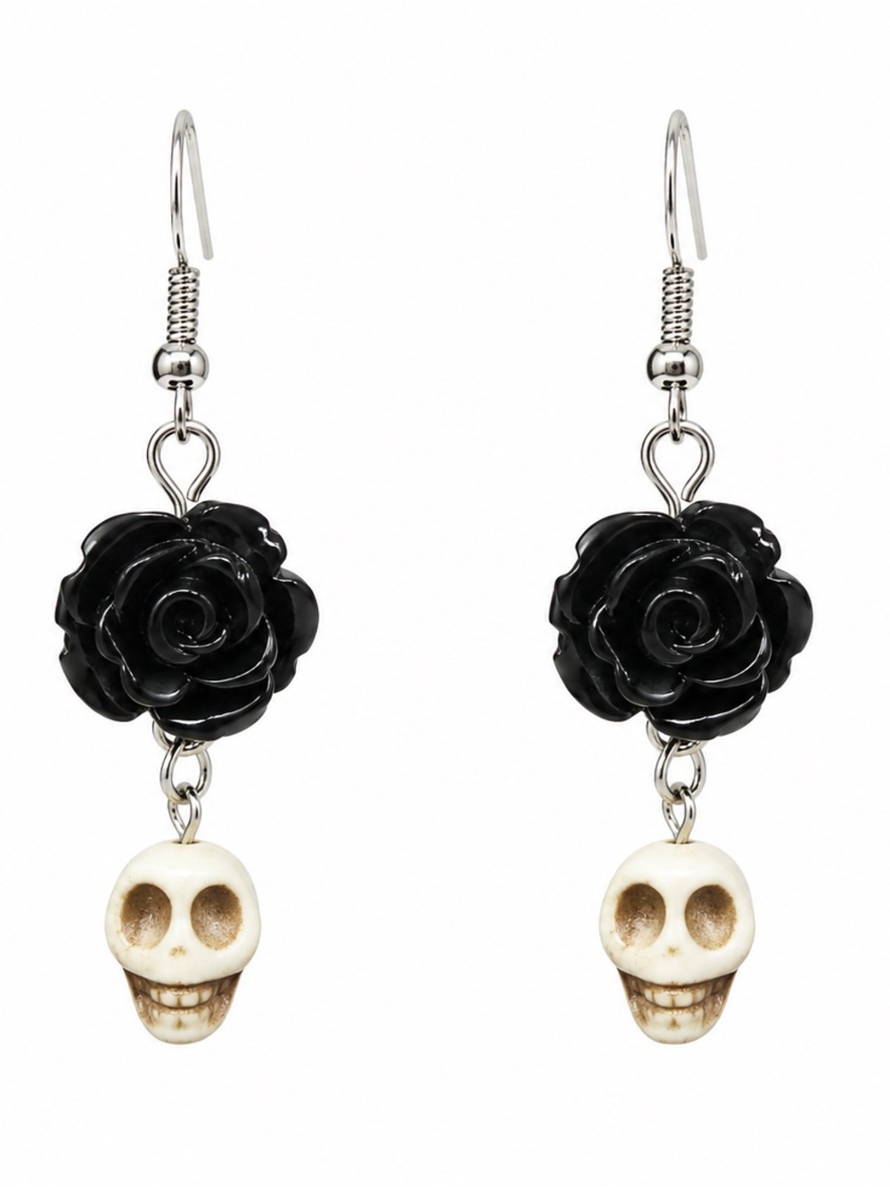 Stone Skull with Floral Earrings
